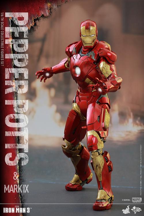 hot toys mms311 钢铁侠3 1:6 小辣椒&钢铁侠马克9 套装组合