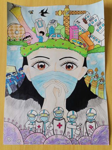新冠病毒主题画作业