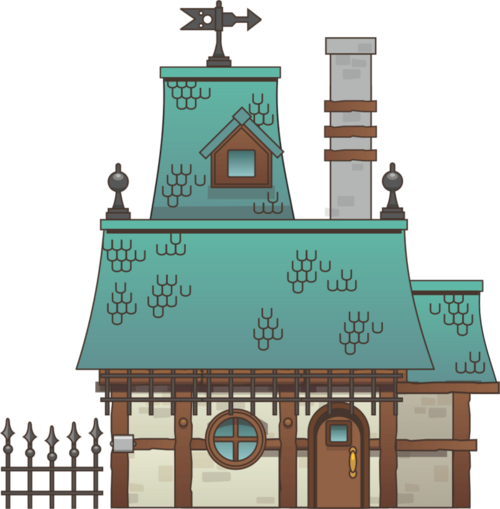蓝色小木屋小房子卡通装饰背景