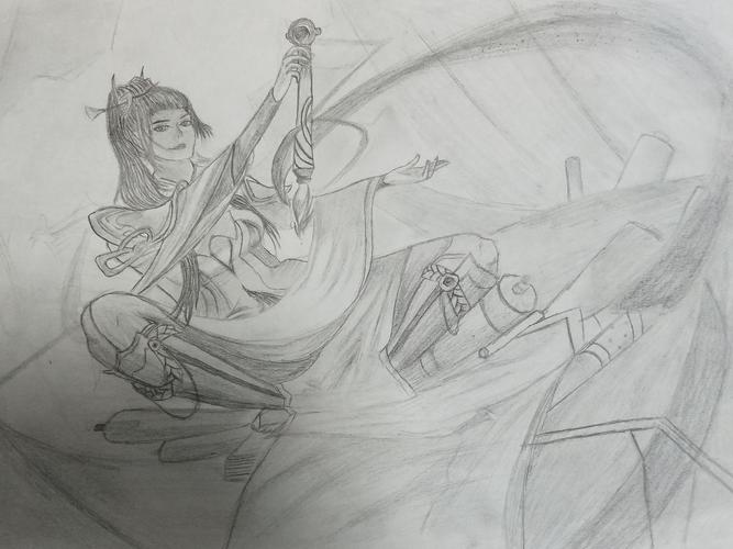 跪求一张王者荣耀上官婉儿素描图片