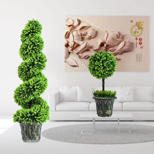 4英尺新款大型人造螺旋树木修剪黄杨木树植物婚礼酒店