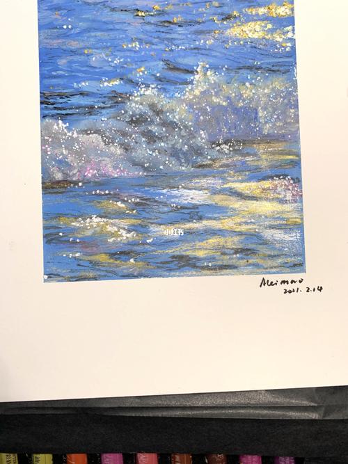 【油画棒 风景】波光粼粼的海面_油画_风景_绘画_情人