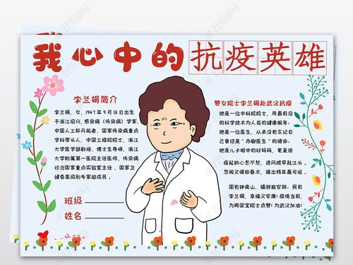 我心中的英雄李兰娟致敬最美逆行者预防新型肺炎肺炎志愿者小报手抄报
