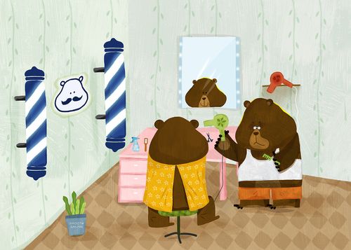 熊的理发店|插画|儿童插画|小7在思考 - 原创作品