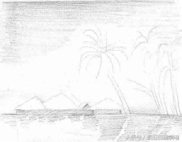 如何学素描——素描海边风景绘画教程