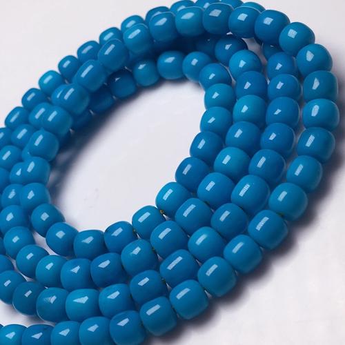 绿松石108颗高瓷蓝 绿松石手串多圈老型桶珠天然云盖寺 手链原矿