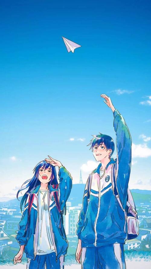 纸飞机 动漫 卡通 情侣