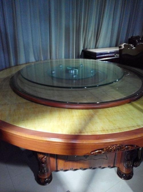 2000元样品处理2.2米龙腿板式贴理石纸10人台电动餐桌带木转盘