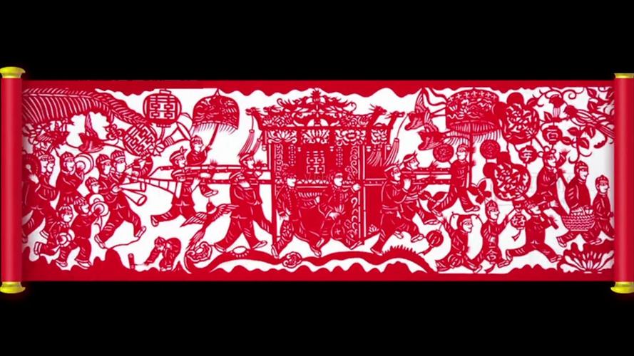 中国风剪纸抬轿子出嫁喜庆视频_1920x1080_高清视频
