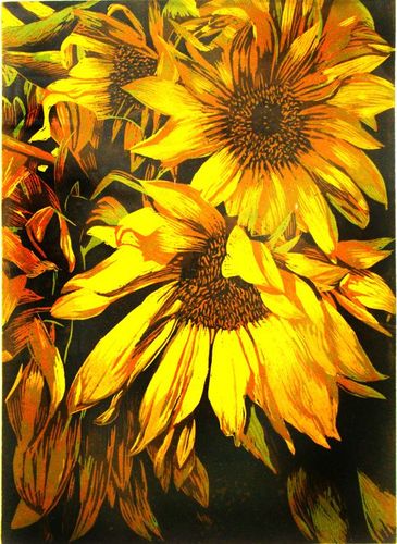 《艳阳之二》(图片1张)]版画 著名画家 黎炬 原作 绝版套色木刻《艳阳