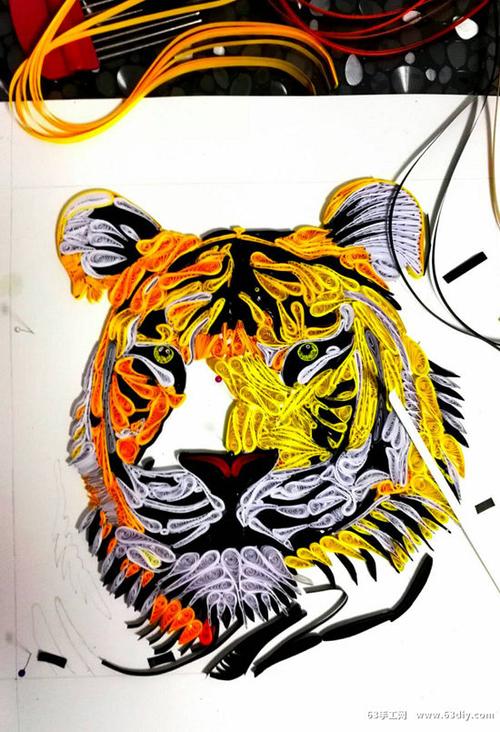 衍纸老虎画的制作方法