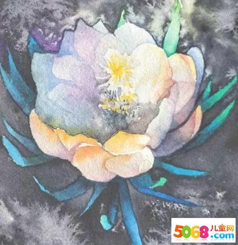 昙花的水彩画绘画步骤教程