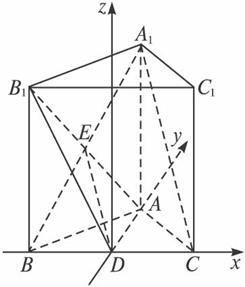 (理)如图,正三棱柱abc-a1b1c1中,d是bc的中点,aa1=ab=
