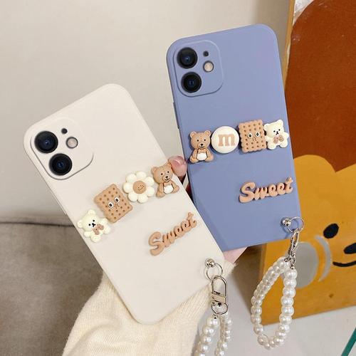 iphone12硅胶手机壳,IPhone12iphone 苹果12手机壳iphone12软硅胶i12卡通iphne12全包边直边公仔带手链