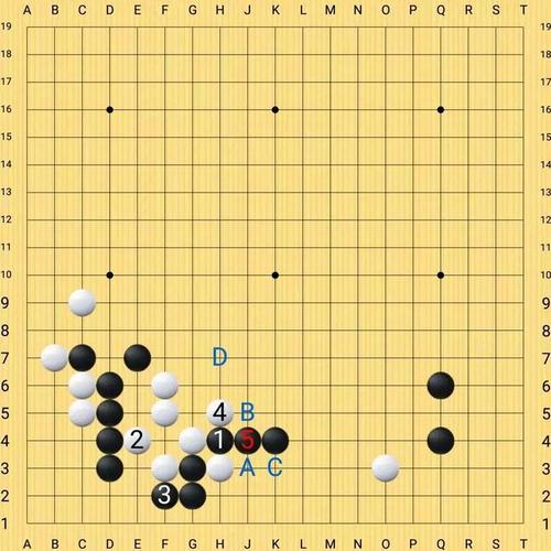 断 41 7月27日:黑先 答案: 题面是授六到九子棋常下出来的局面.