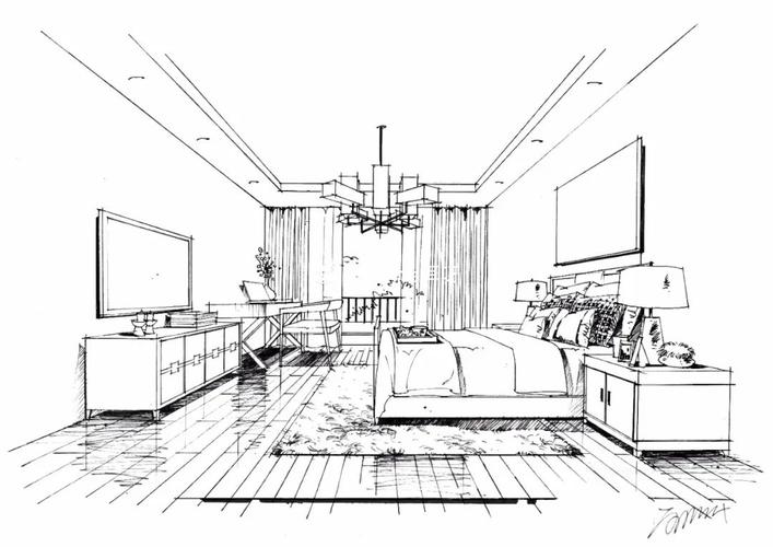 室内空间手绘线稿分享!