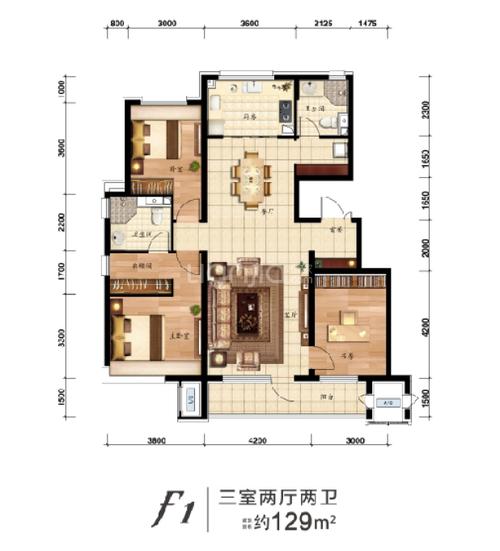 沈阳新房 沈阳楼盘 铁西楼盘 融创城 融创城户型图  g4 居室:2室2厅1