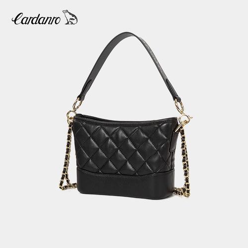 卡丹路包包女2021新款潮时尚百搭高级感斜挎菱格链条流浪包水桶包