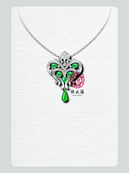 翡翠小蛋面群镶吊坠款or晚装小项链_翡翠_吊坠_项链_恒之福珠宝镶嵌