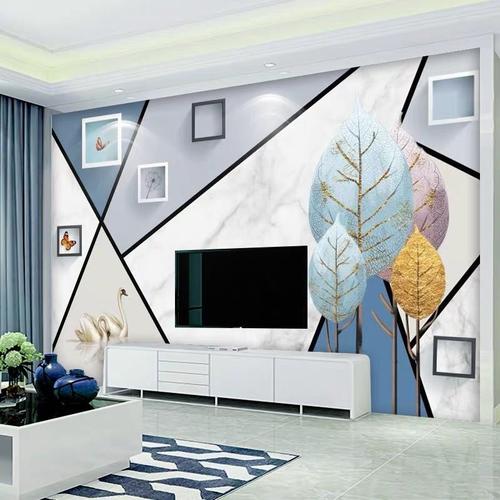水念家装现代简约电视背景墙壁纸几何客厅影视墙壁画墙布大气北欧风格