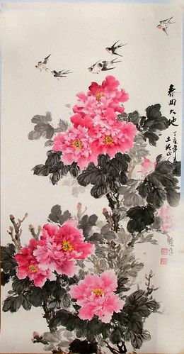 国画==牡丹百图【19】(写意牡丹竖幅 5)