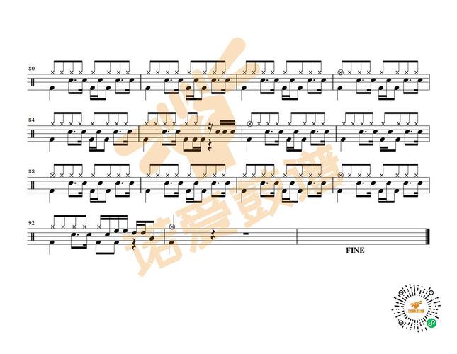 架子鼓谱 | 许嵩《蓝莲花》向往自由,高清架子鼓鼓谱