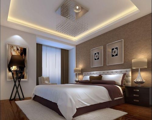 现代简约三居室卧室吊顶装修效果图大全#295500453