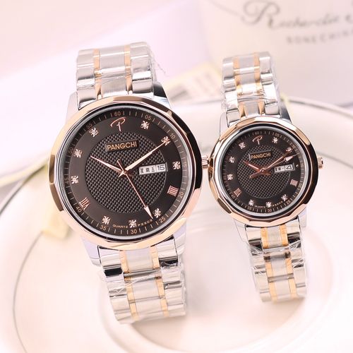 鹏志情侣手表男学生韩版时尚精钢双日历国产腕表