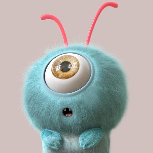 一只3d建模制作的小怪物.看着挺可爱的, 就是不知道叫