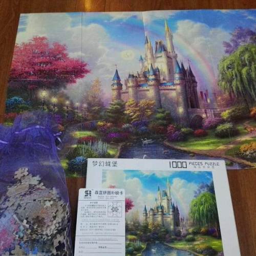 包邮森蓝1000片木质拼图 梦幻城堡