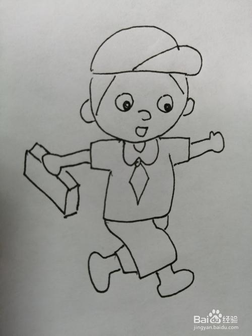 上学的小孩怎么画