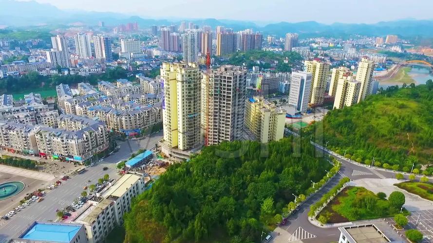 贵州松桃县城航拍_1920x1080_高清视频素材下载(编号