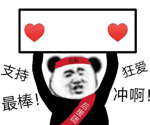 熊猫头举牌狂粉后援团支持狂爱冲啊表白对象,爱豆表情包模板 - 表情包