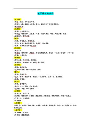 植物分类学各主要科属特征