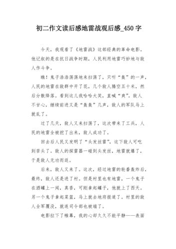 初二作文读后感地雷战观后感450字