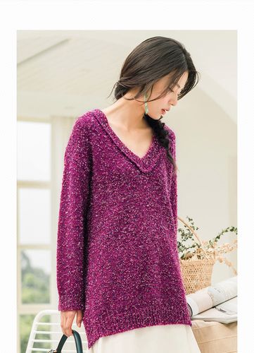 茵曼inman女装特卖旗舰店 茵曼2018春秋冬新款女士v领宽松慵懒风中长