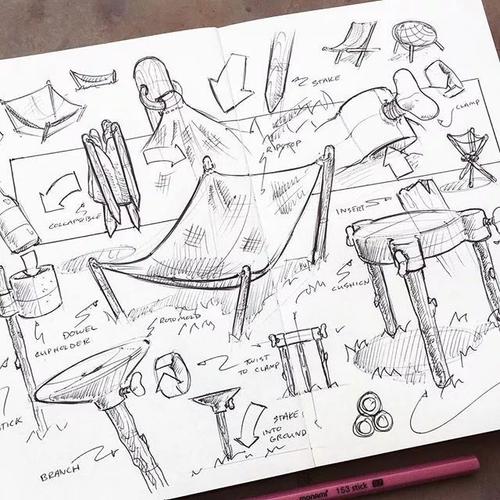 观看nickpbaker的手绘草稿图,会发现他总能在一张纸上表现恰当数量的