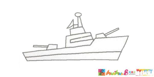 军舰简笔画的画法步骤图解教程