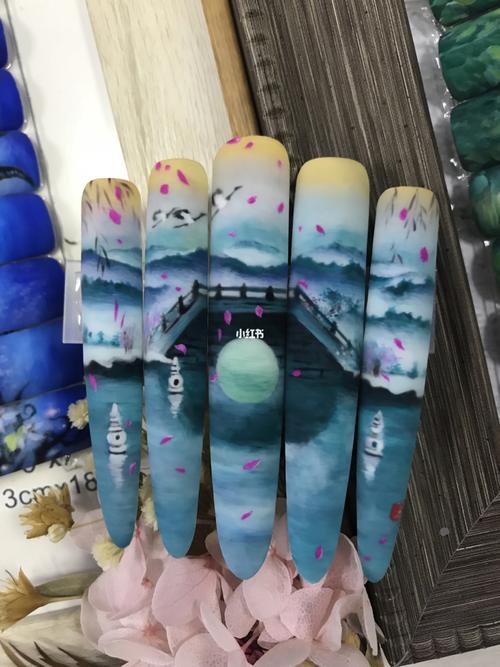 沙龙甲风景彩绘作品,湖面拱桥_沙龙_彩绘_风景_东圃自由行热门攻略