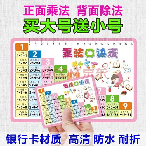 九九乘法口诀表卡片99乘法表口算卡二年级小学生数学全套除法随身