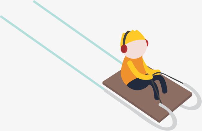 寒冷冬季滑雪橇的人