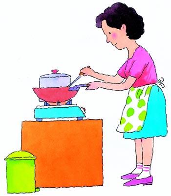 做饭儿童画大全-妈妈在做饭