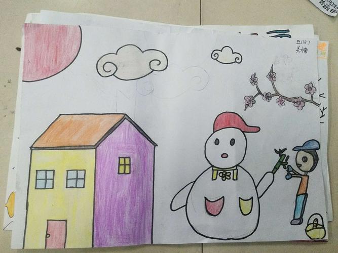 五15班家庭作业手抄报《冬天里的一幅画》