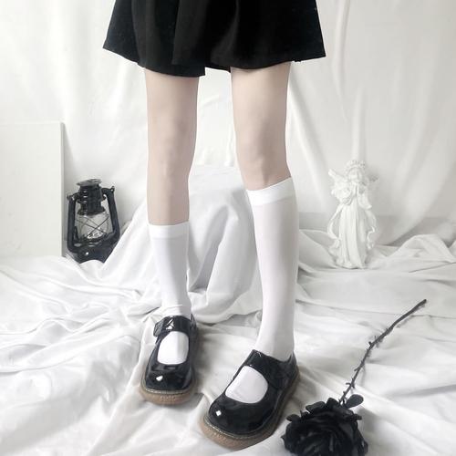 jk袜子夏季薄款天鹅绒中筒袜日韩学院风百搭小腿袜白色丝袜纯色