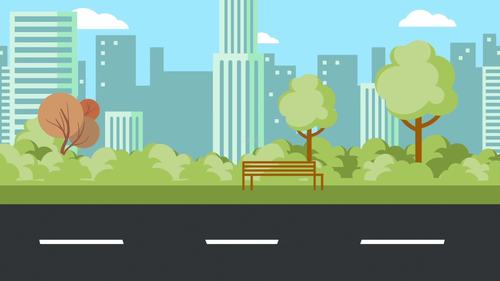 原版卡通城市马路循环