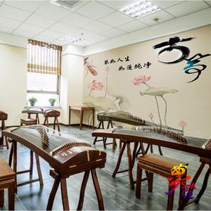 古筝墙纸文艺培训班教室壁纸学校琴行音乐国风民族乐器背景墙壁画