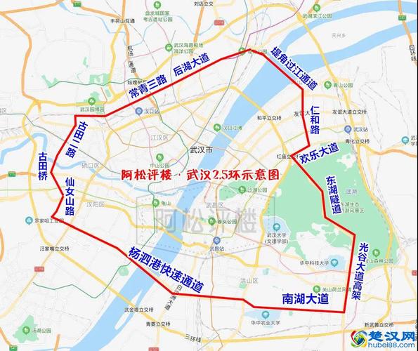 南湖大道-光谷大道-东湖隧道-欢乐大道-仁和路-堤角过江通道-后湖大道