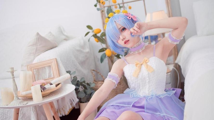 娇媚少女cosplay蕾姆写真,高清壁纸图片,可爱美女