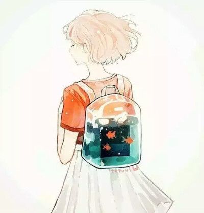 短发伤感动漫女生头像背影图片大全