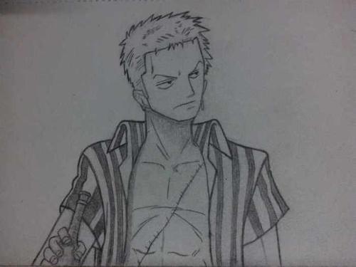 海贼王 索隆 铅笔黑白手绘